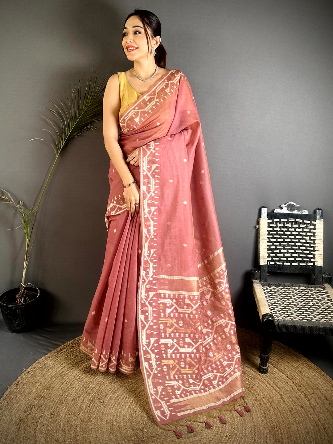 Royal Lakhani Linen Saree