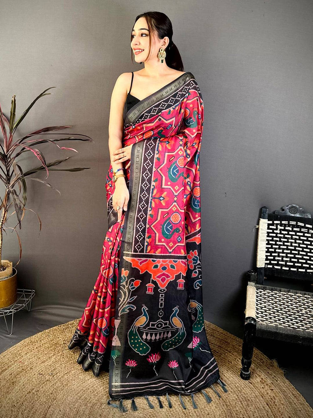Classic Ikkat Digital Print Silk Saree