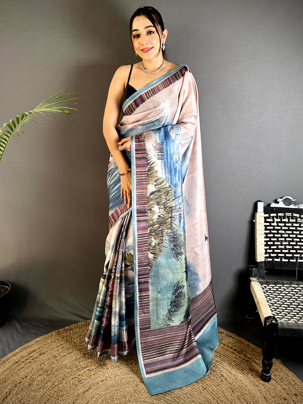 Classic Japanese Poster Tussar Saree