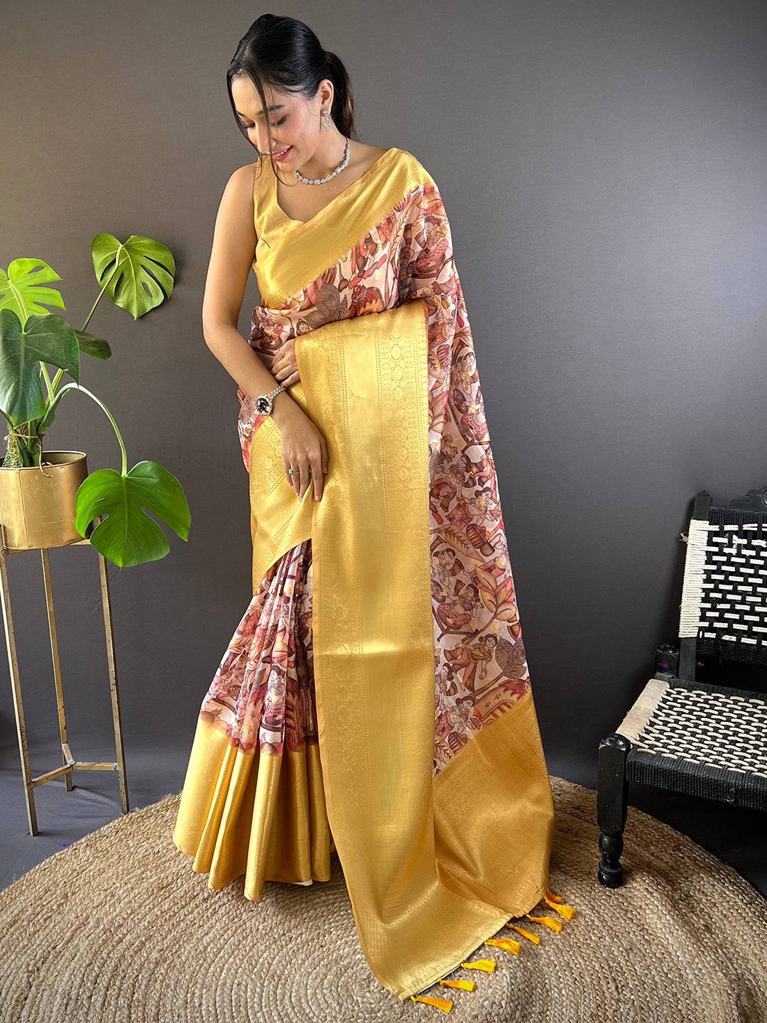 Golden Bloom Kota Doriya Saree