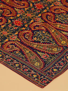 Close-up of Navy Poly Chiffon Pashmina Dupatta embroidery