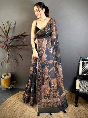 Heritage Kalamkari Linen Weave Saree