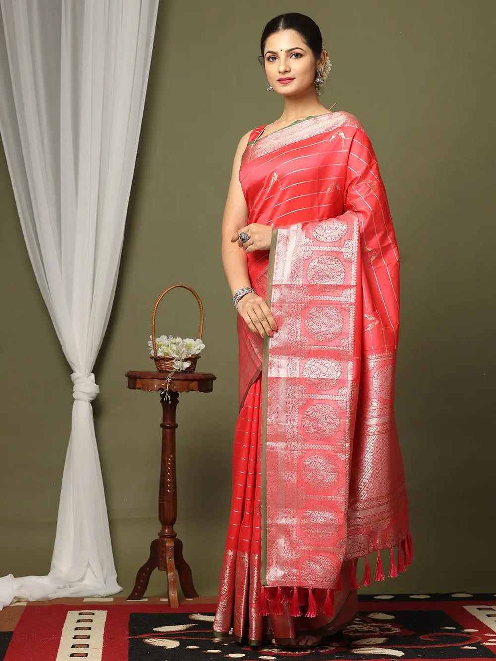  Pure Banarasi Katan Silk Kanchi Zari Weaving Saree