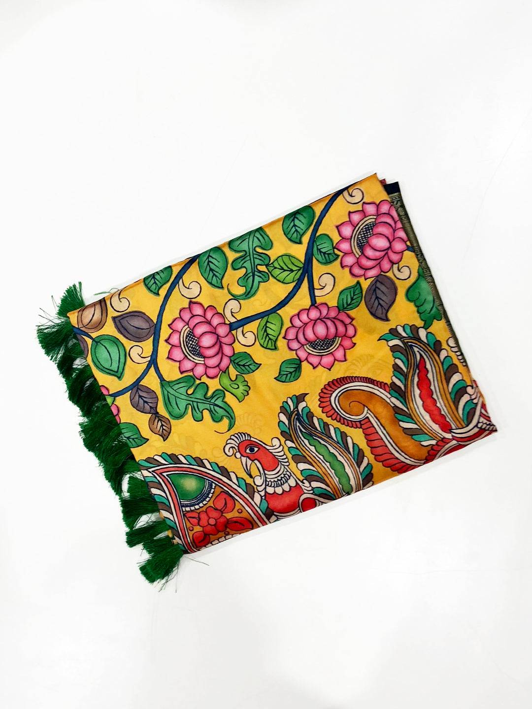 Mustard Kalamkari Digital Prints Saree