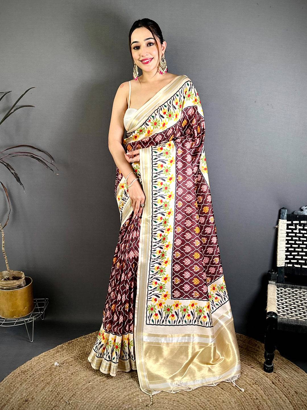 Celebrity Digital Ikkat Kanchi Silk Saree