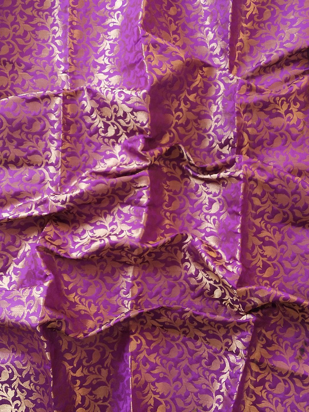 Purple Brocade Zari Blouse Fabric Detail