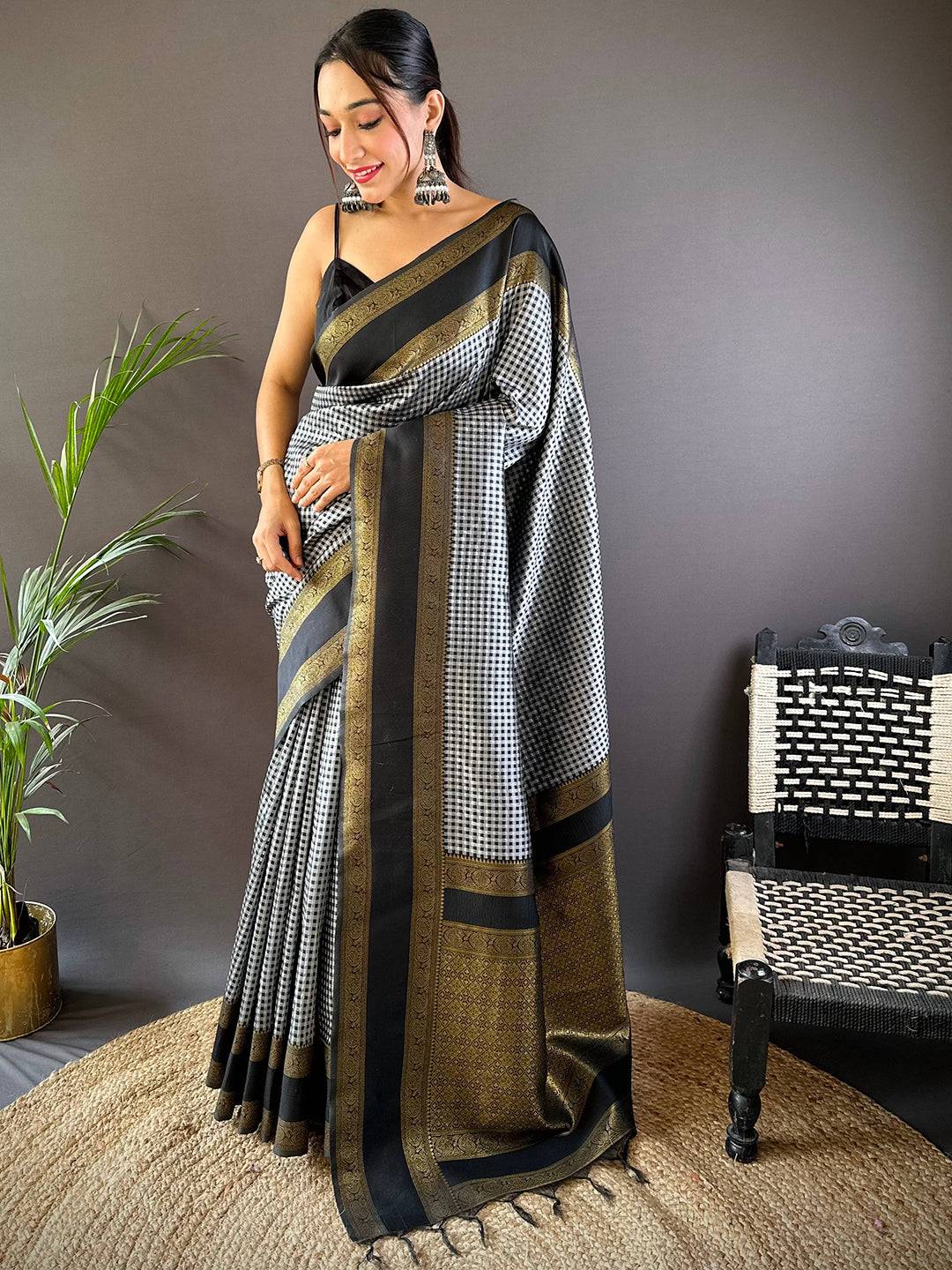 Exclusive Gold Zari Katan Silk Saree