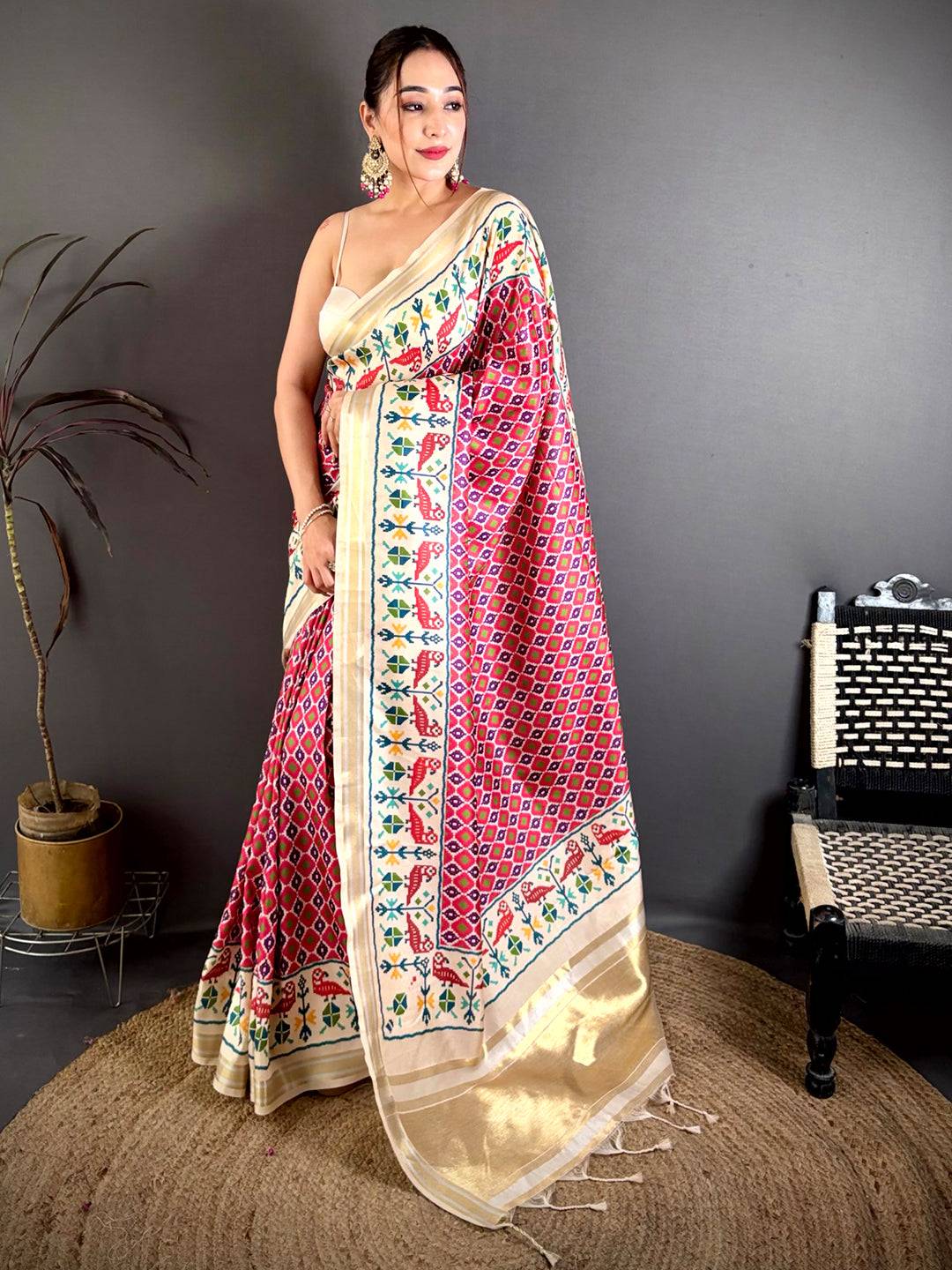 Elegant Ikkat Soft Kanchi Silk Saree