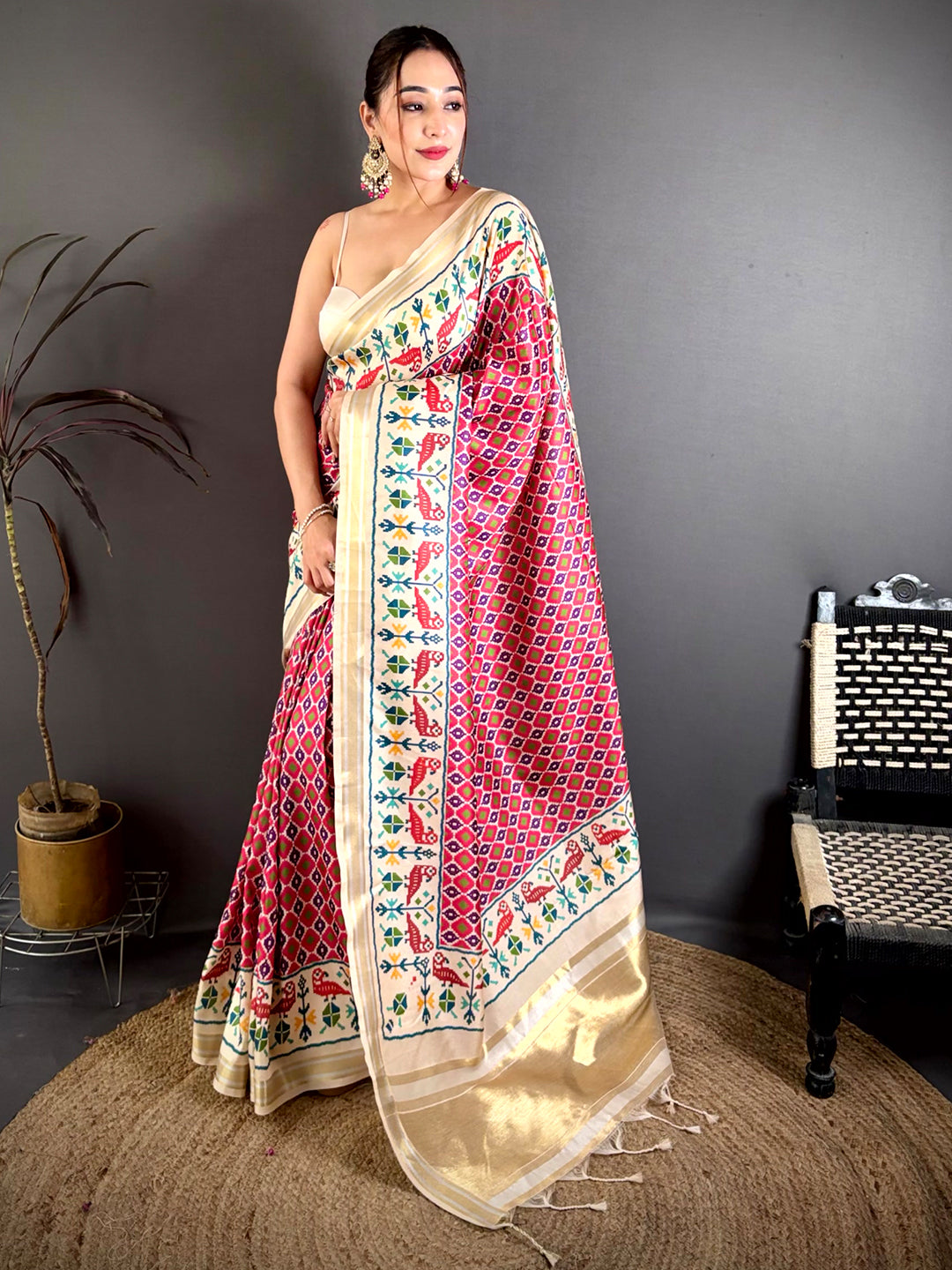 Elegant Ikkat Soft Kanchi Silk Saree