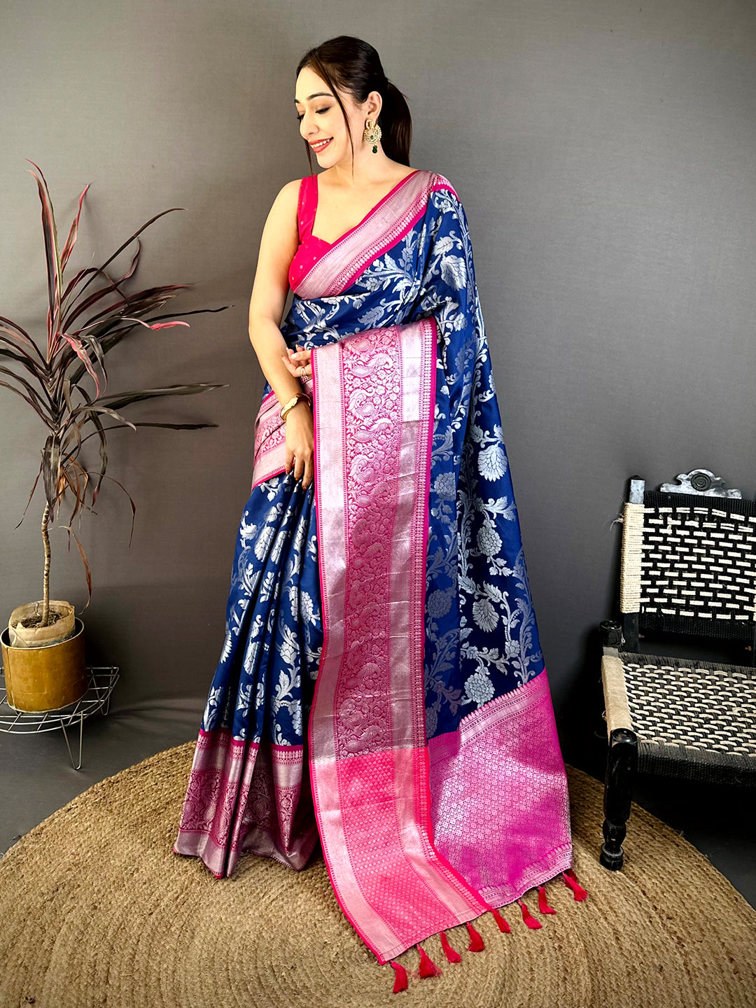 Royal Navy Banarasi Katan Silk Saree