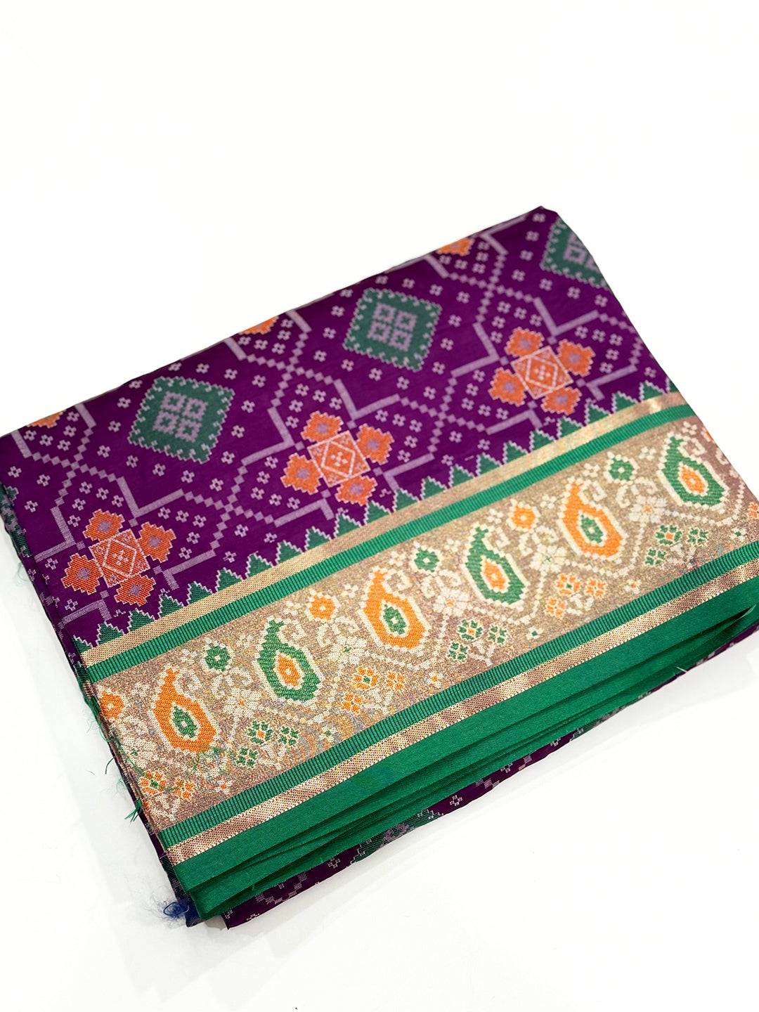 Wine Soft Silk Saree With Patola Weaving