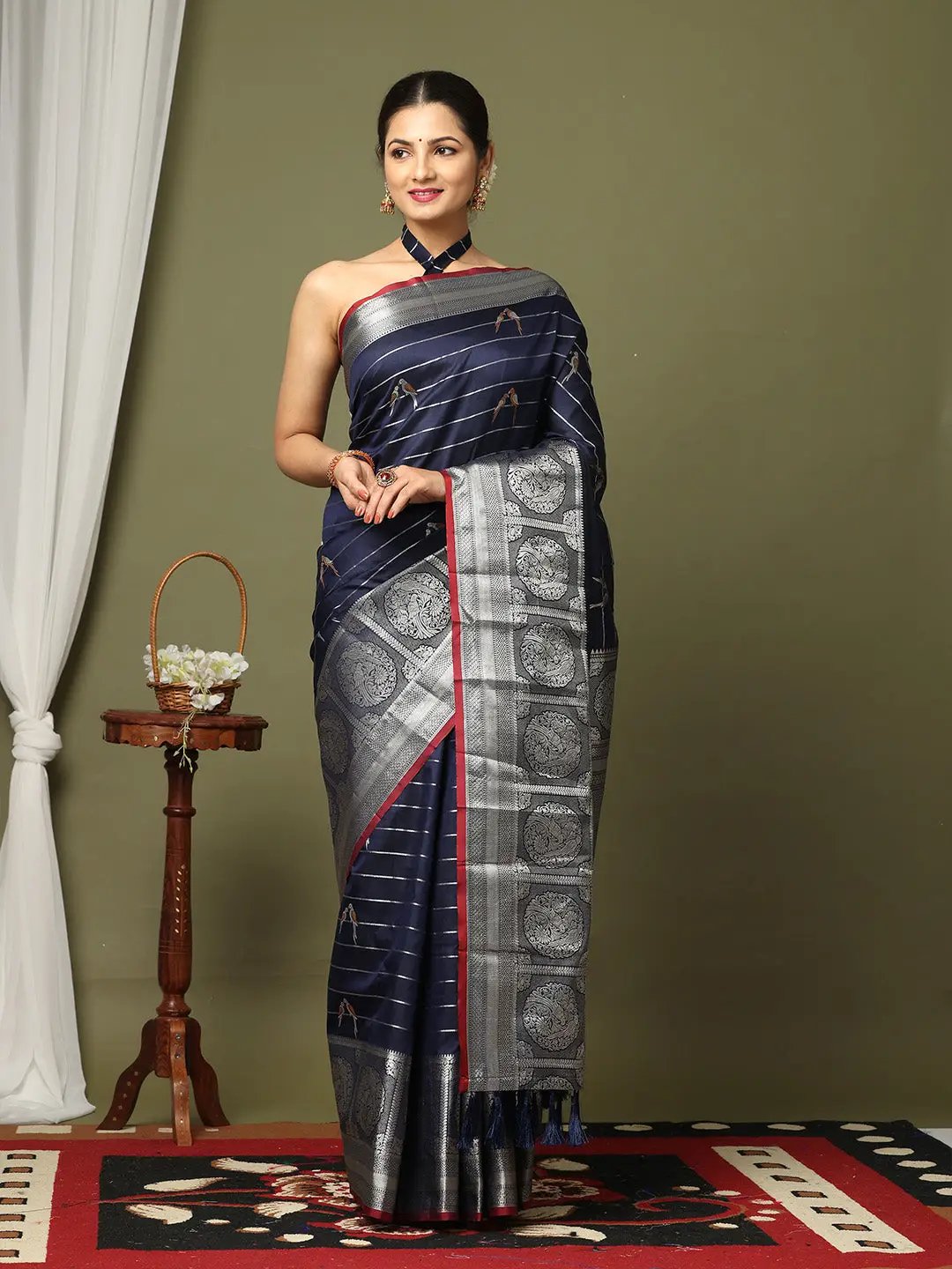 Pure Banarasi Katan Silk Kanchi Zari Weaving Saree