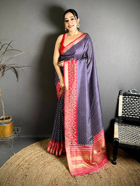 Stylish Ikkat Gaji Lakda Patta Silk Saree
