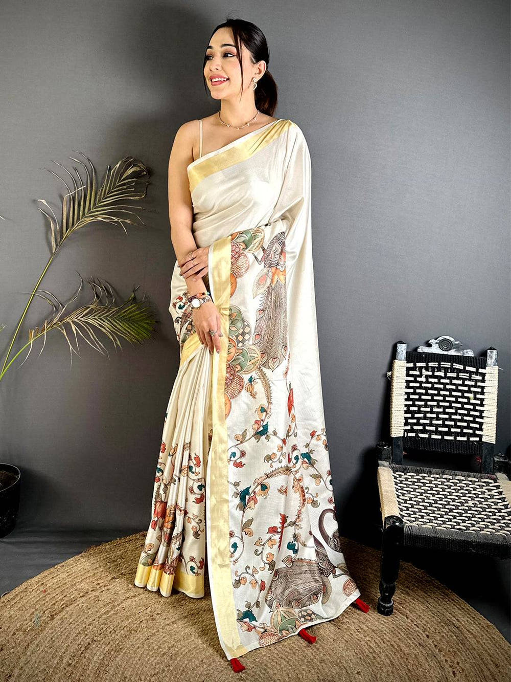 Classic Pen Kalamkari Khadi Silk Saree


