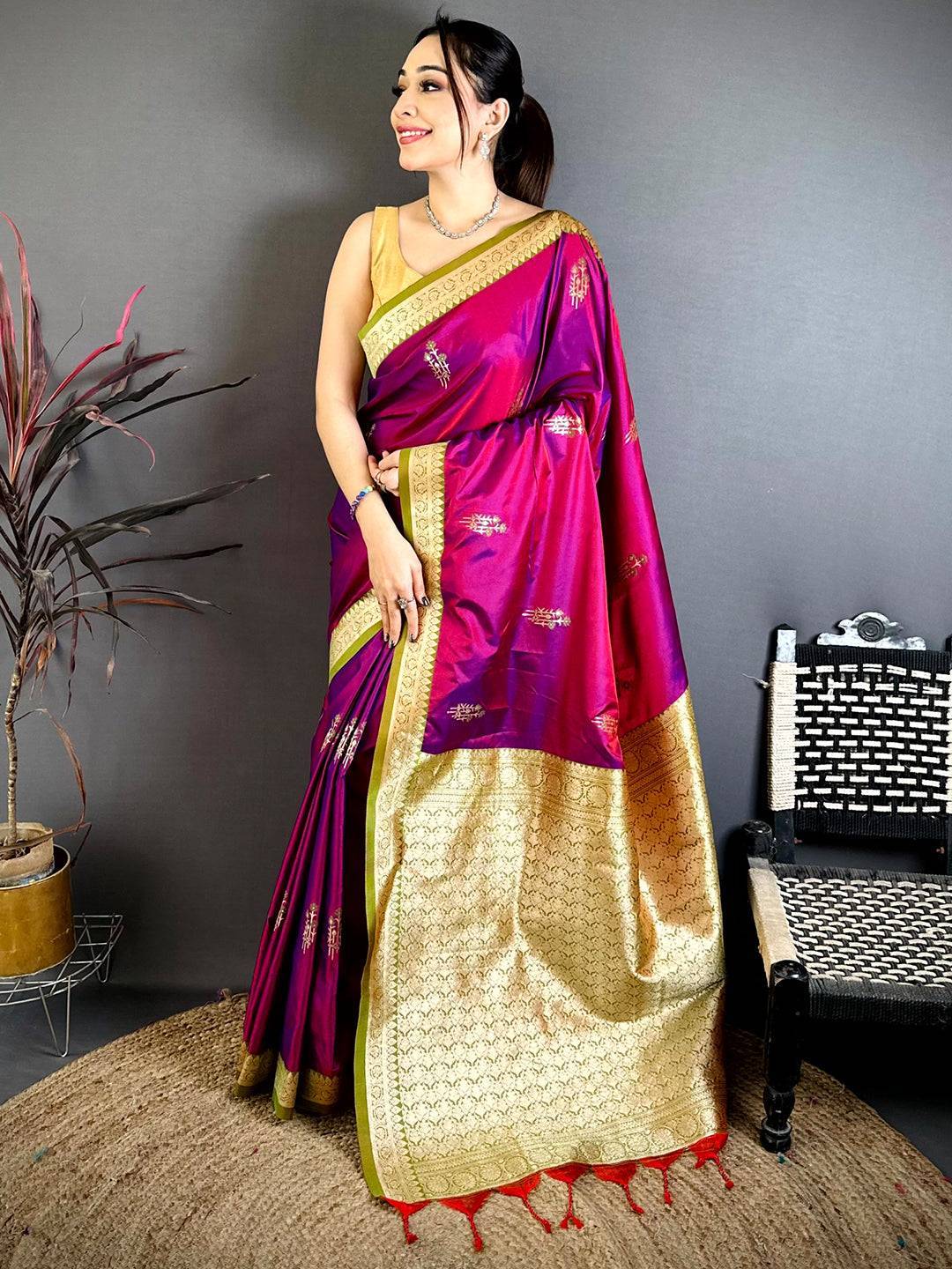 Royal Rani Pink Soft Silk Gadwal Saree