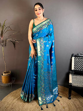 Radiant Gold Zari Double Tone Pattu Saree