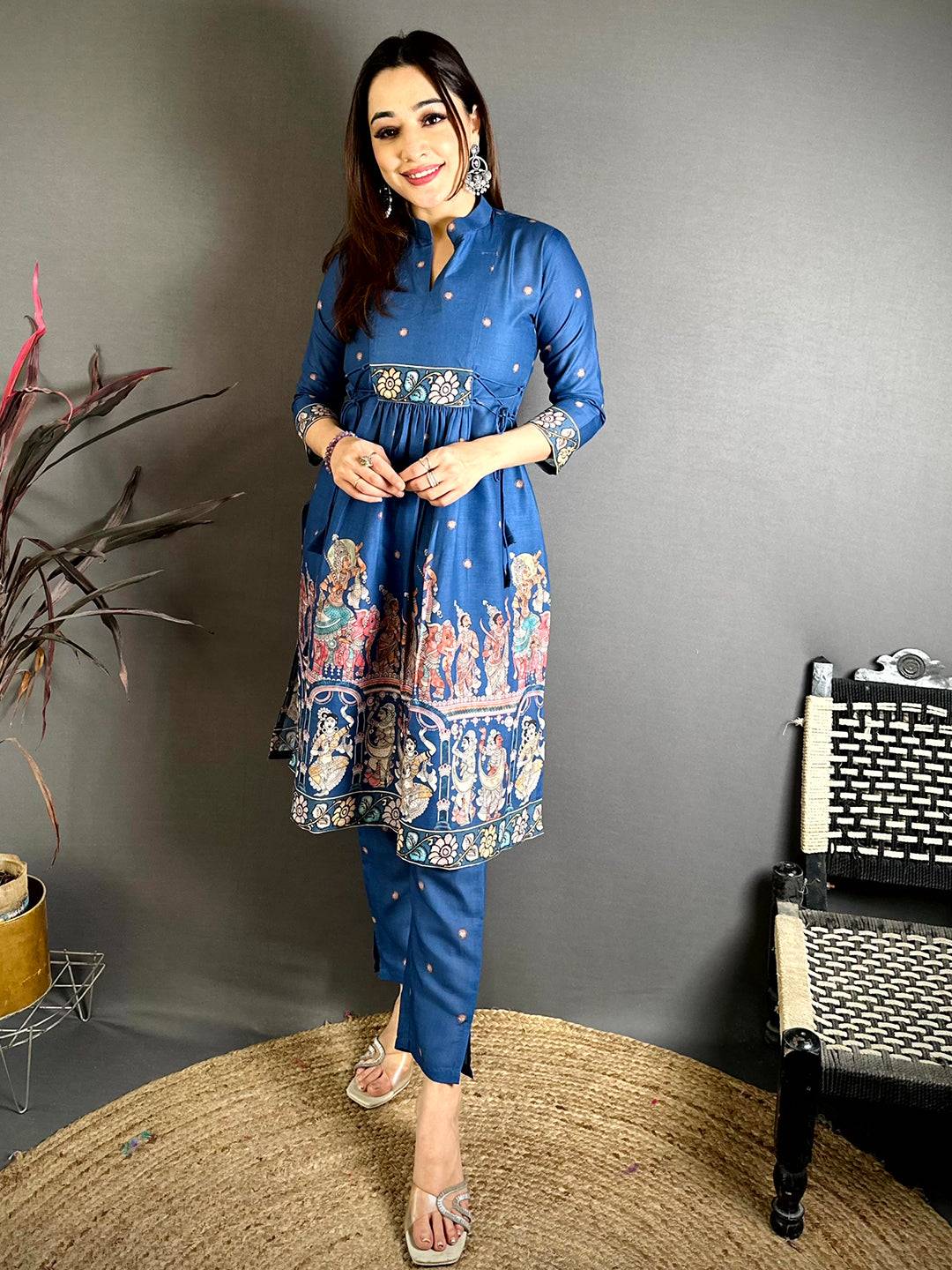 Royal Kalamkari Collar Style Kurti