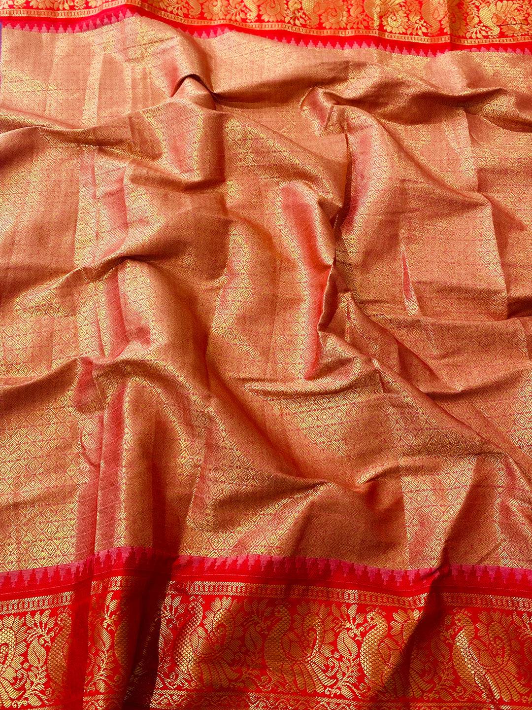 Banarasi Silk Purple Chex Mina Butti Work Kadiyal Zari Border Saree