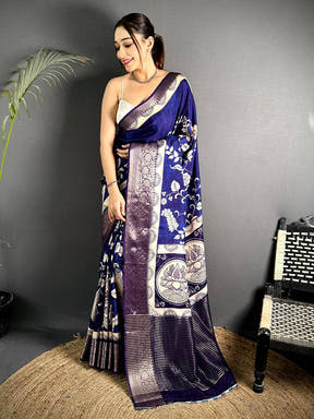 Radiant Self Zari Chex Viscose Dola Saree


