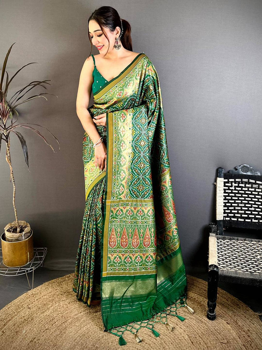 Classic Green Soft Silk Patola Weaving Saree