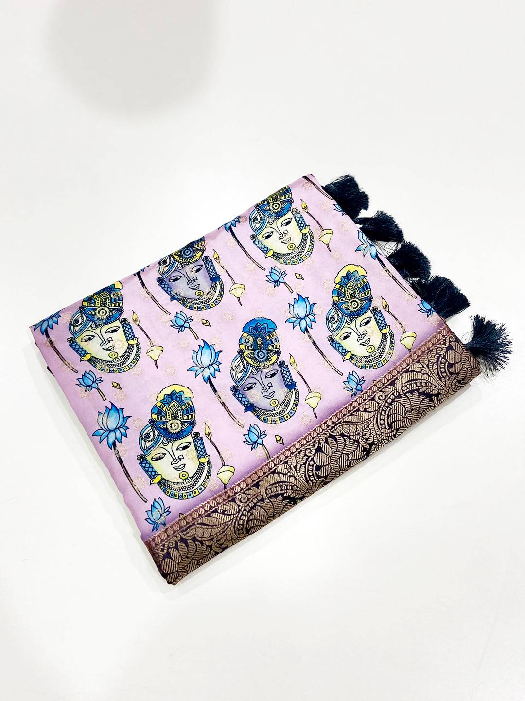 Elegance Banarasi Silk Krishna Motif Pattu Saree