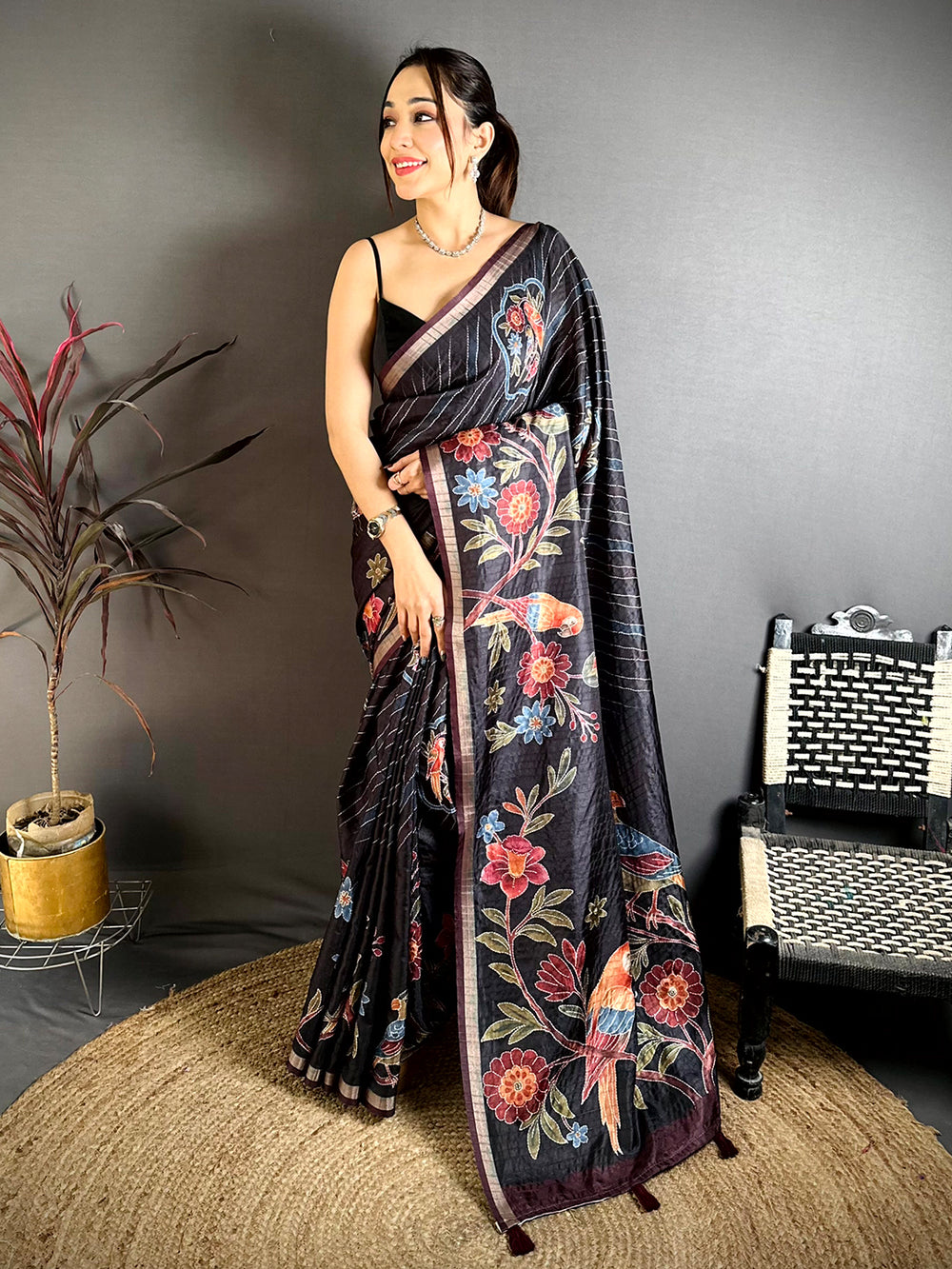 Radiant Tussar Digital Katha Saree