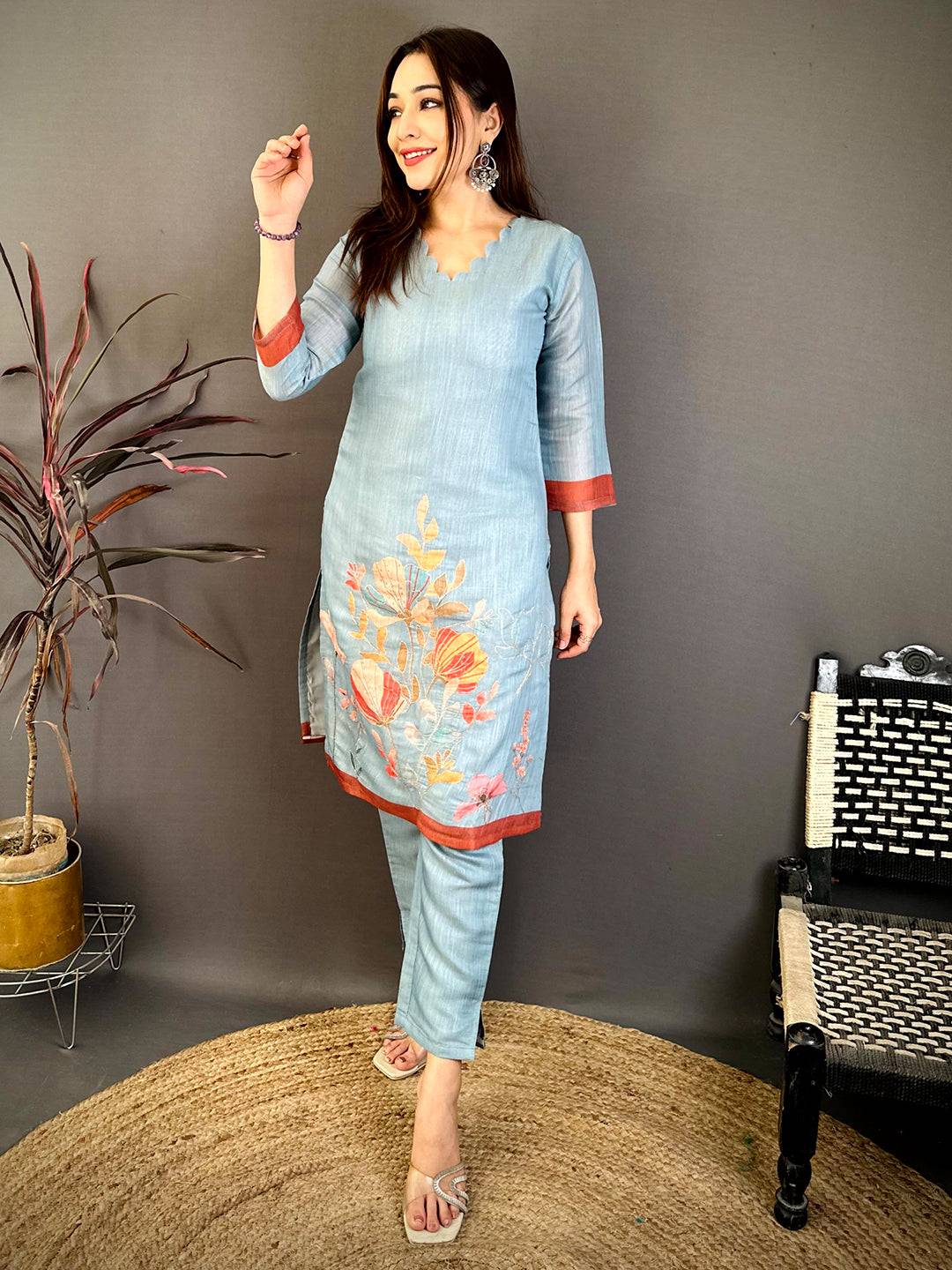 Classic Cotton Zari Ari Work Kurti