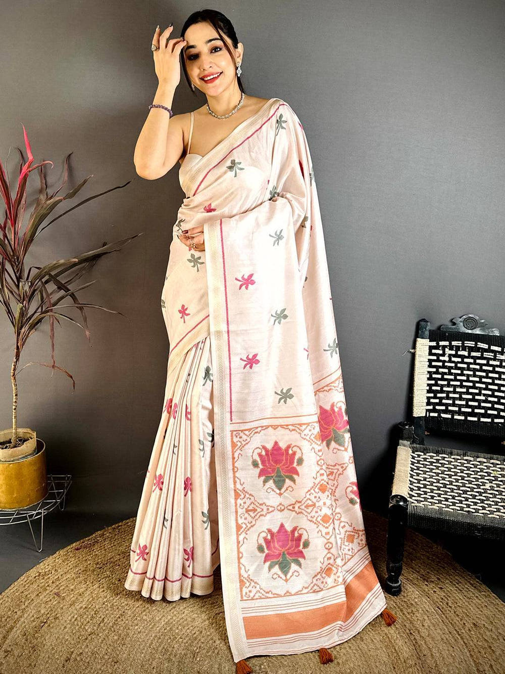 Royal Lotus Tussar Ghicha Saree