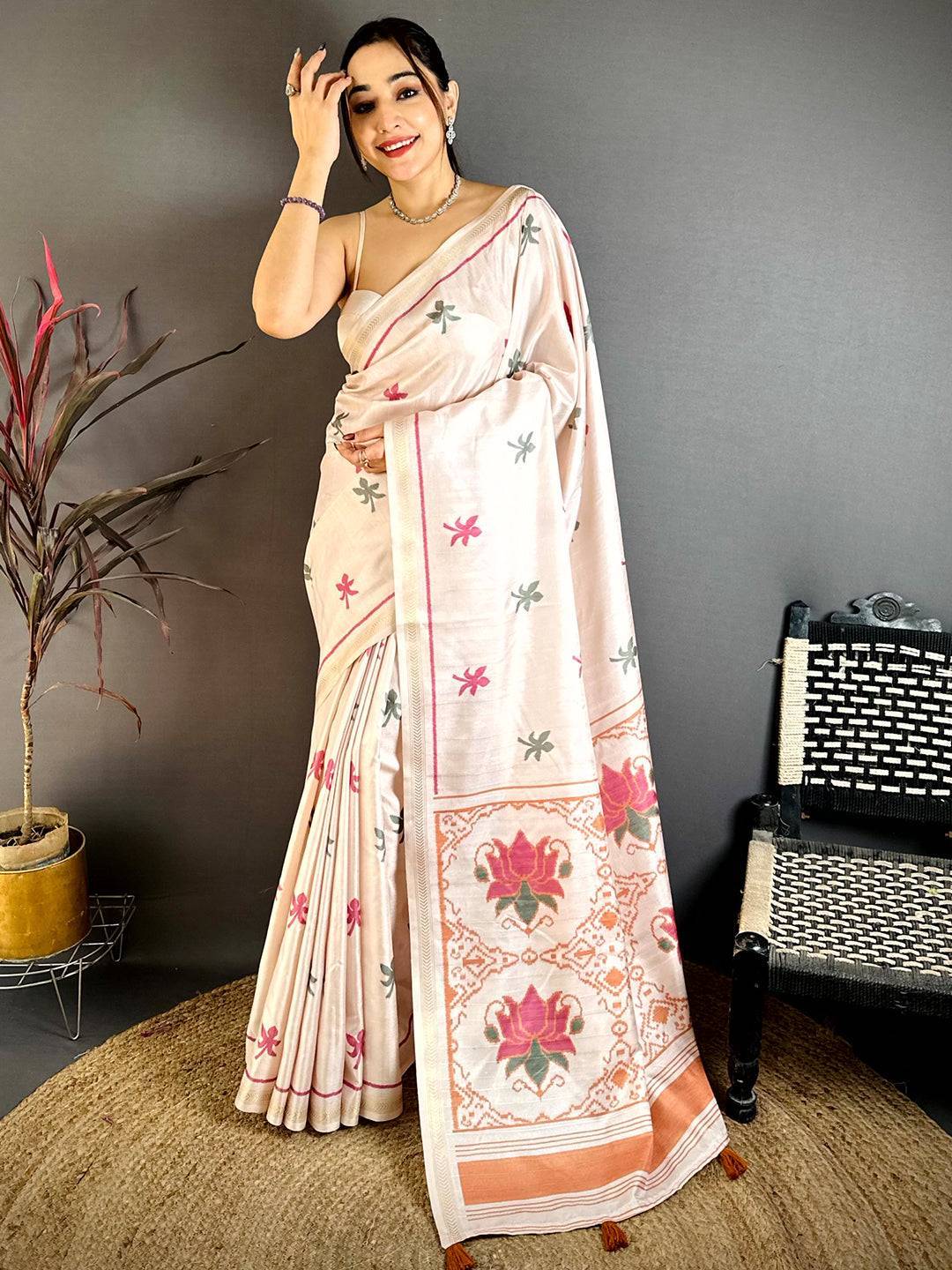 Royal Lotus Tussar Ghicha Saree