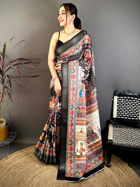 Royal Pashmina Print Tussar Ghichaa Saree