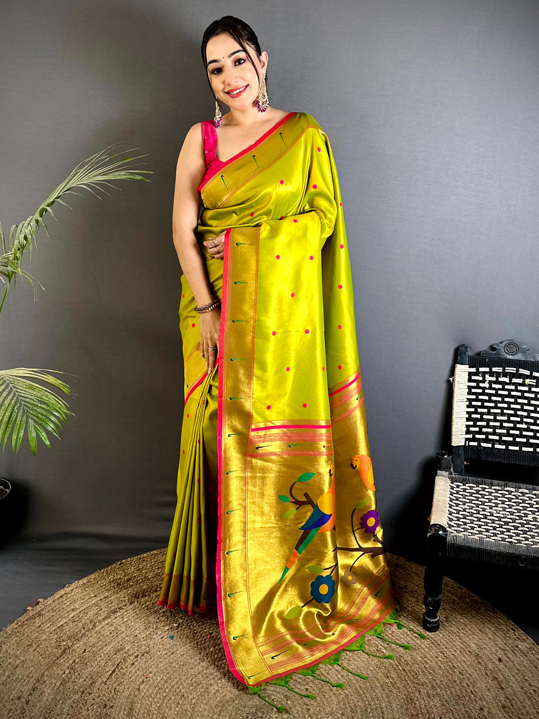 Green Glass Tissue Yevla Paithani Saree