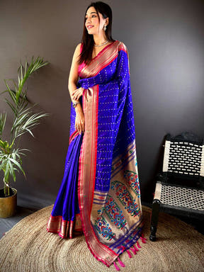 Purple Yeola Paithani Saree with Zari Weaving - Luxe