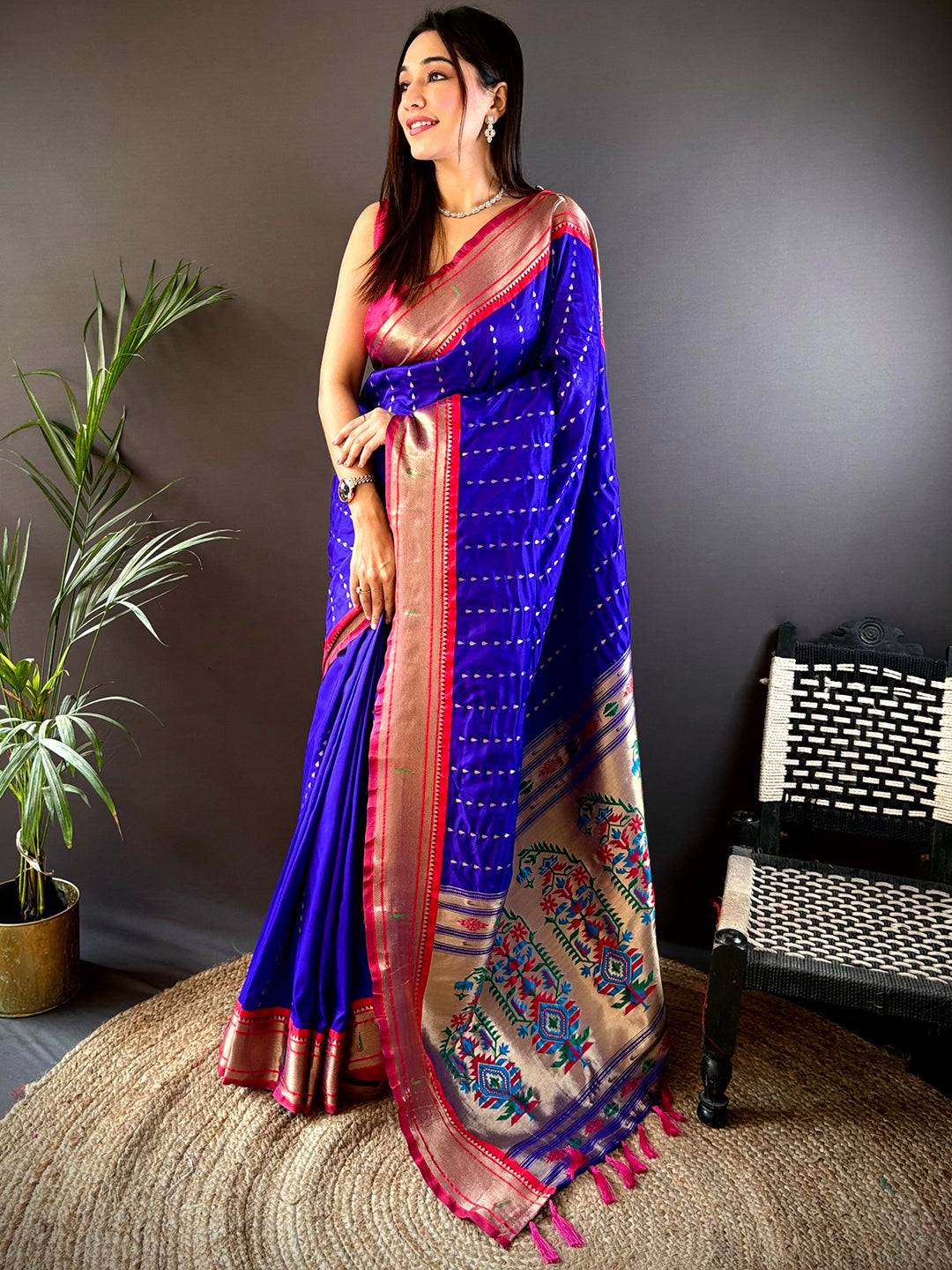 Purple Yeola Paithani Saree with Zari Weaving - Luxe