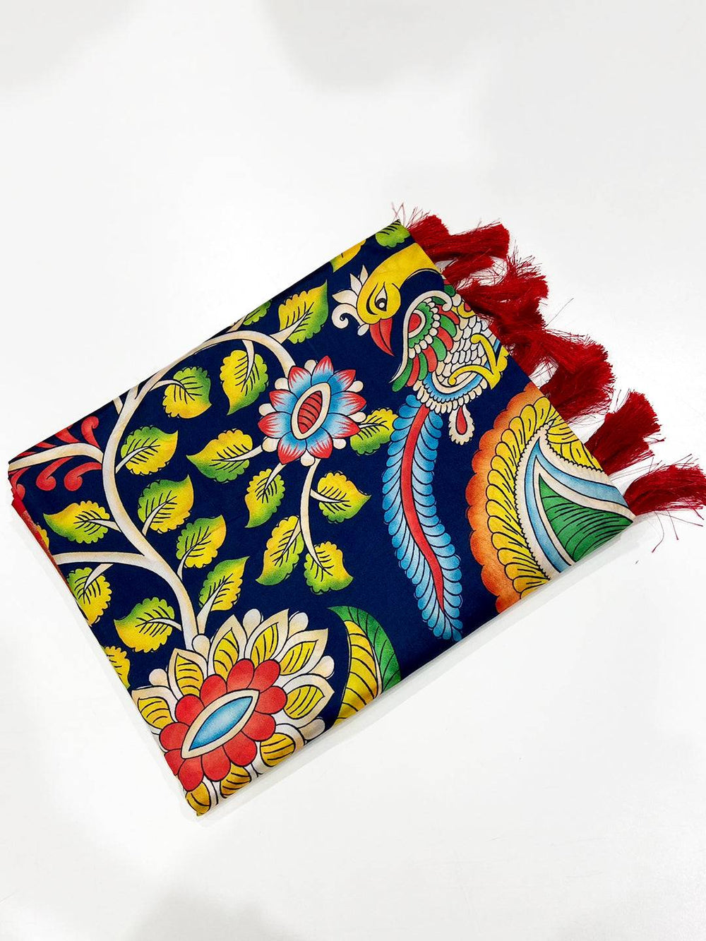 Regal Navy Kalamkari Digital Prints Saree