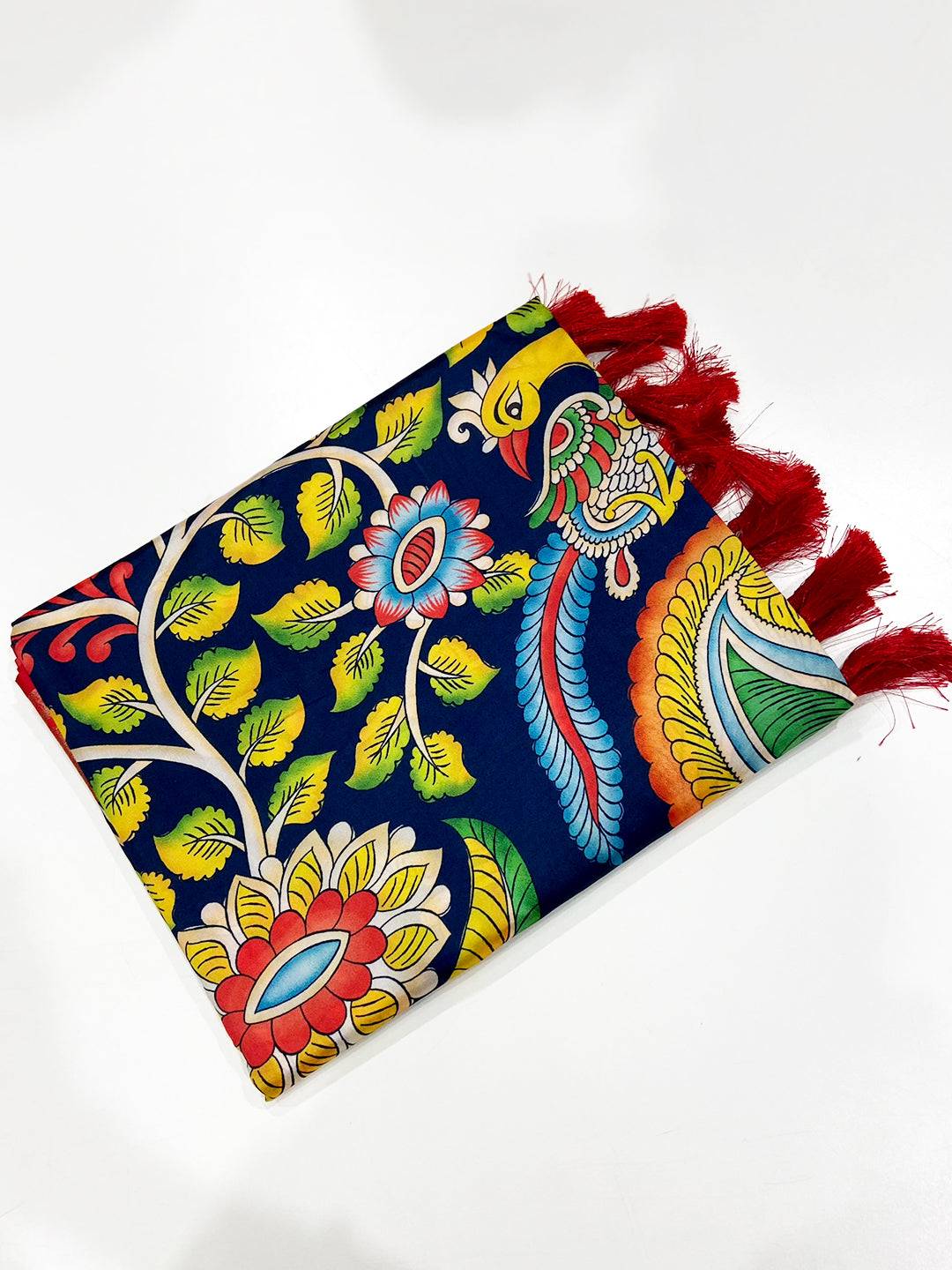 Regal Navy Kalamkari Digital Prints Saree