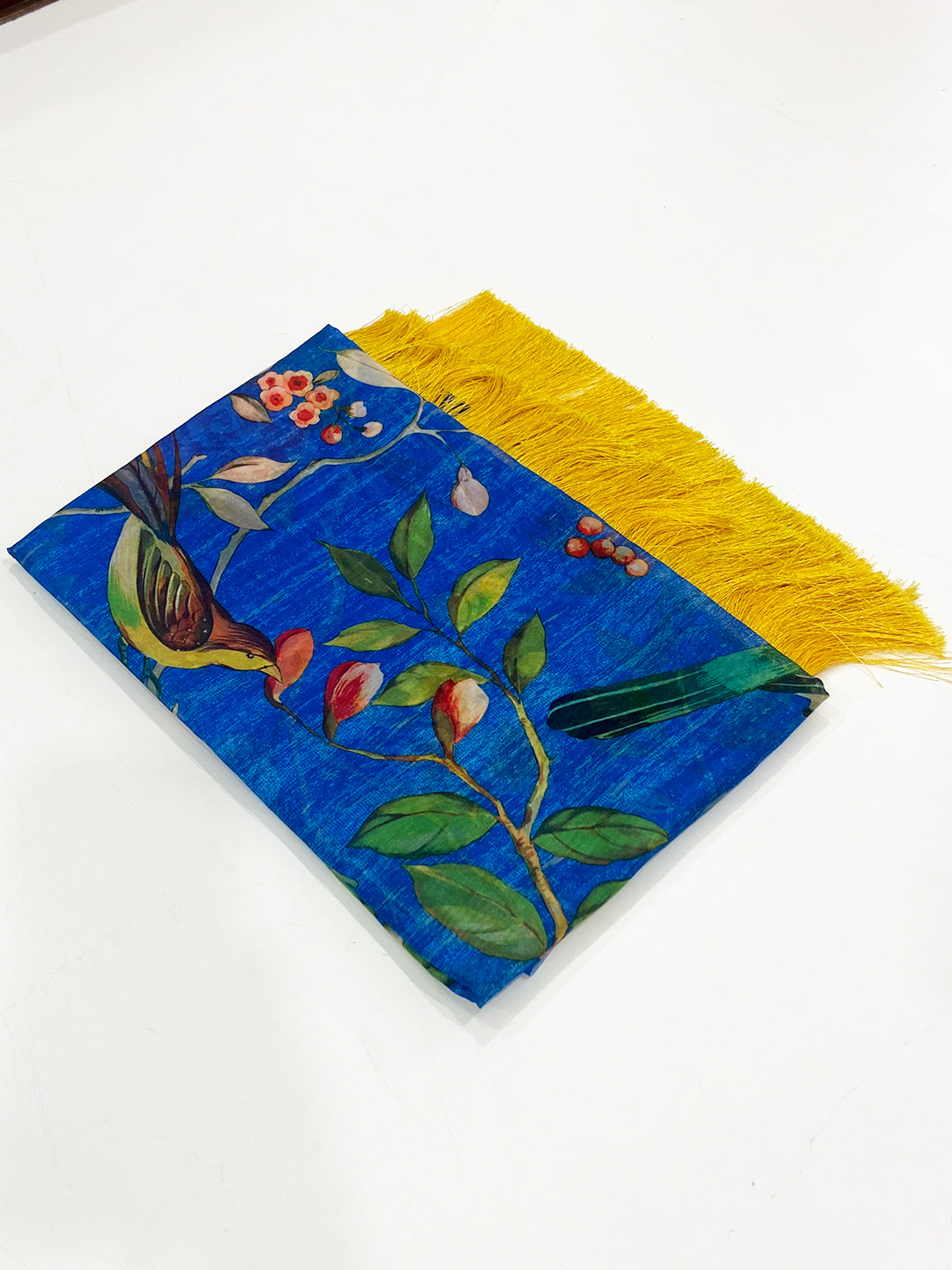 Ethereal Blue Floral Tebi Silk Saree