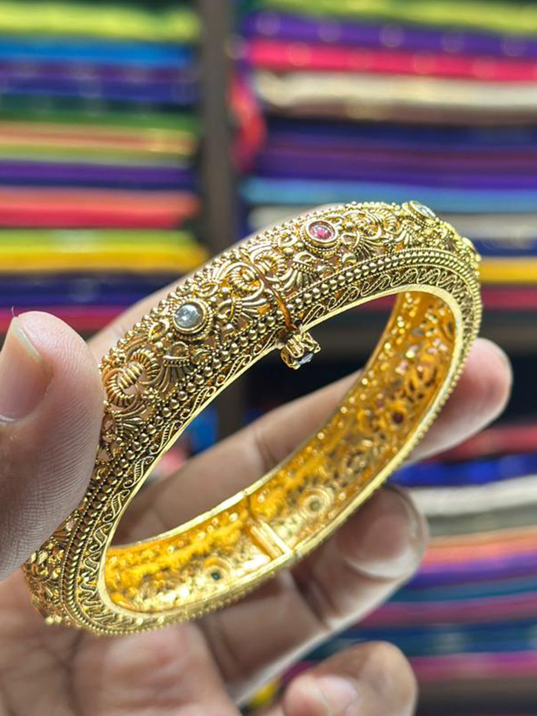 Rangika Antique Gold Stone Bangle