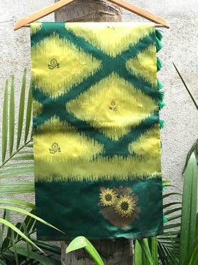 Green Tussar Silk Ikkat Weaving Saree

