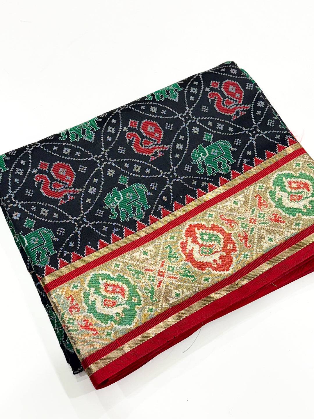 Elegant Black Pochampally Patola Silk Saree