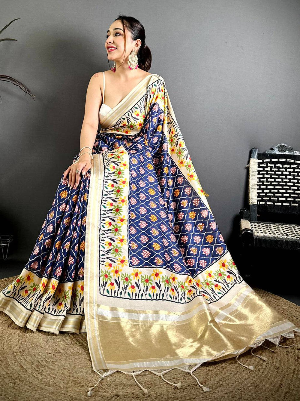 Tradition Digital Ikkat Kanchi Silk Saree