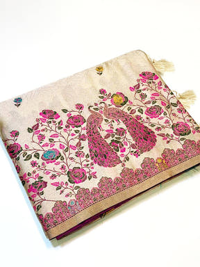 Elegant Paisley Jacquard Zari Weaving Saree