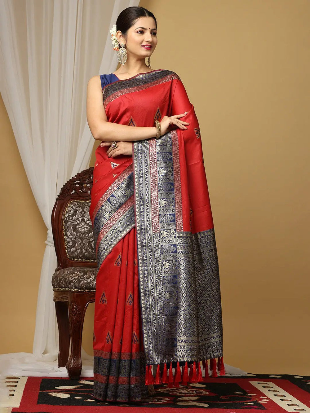 Banarasi Katan Silk Saree With Zari Butti