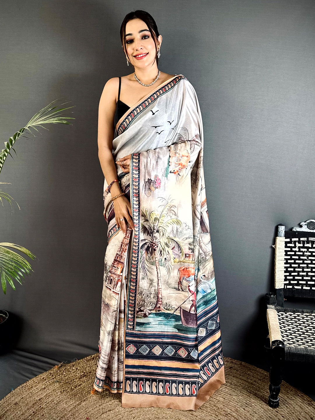 Regal Free-Hand Semi Tussar Saree