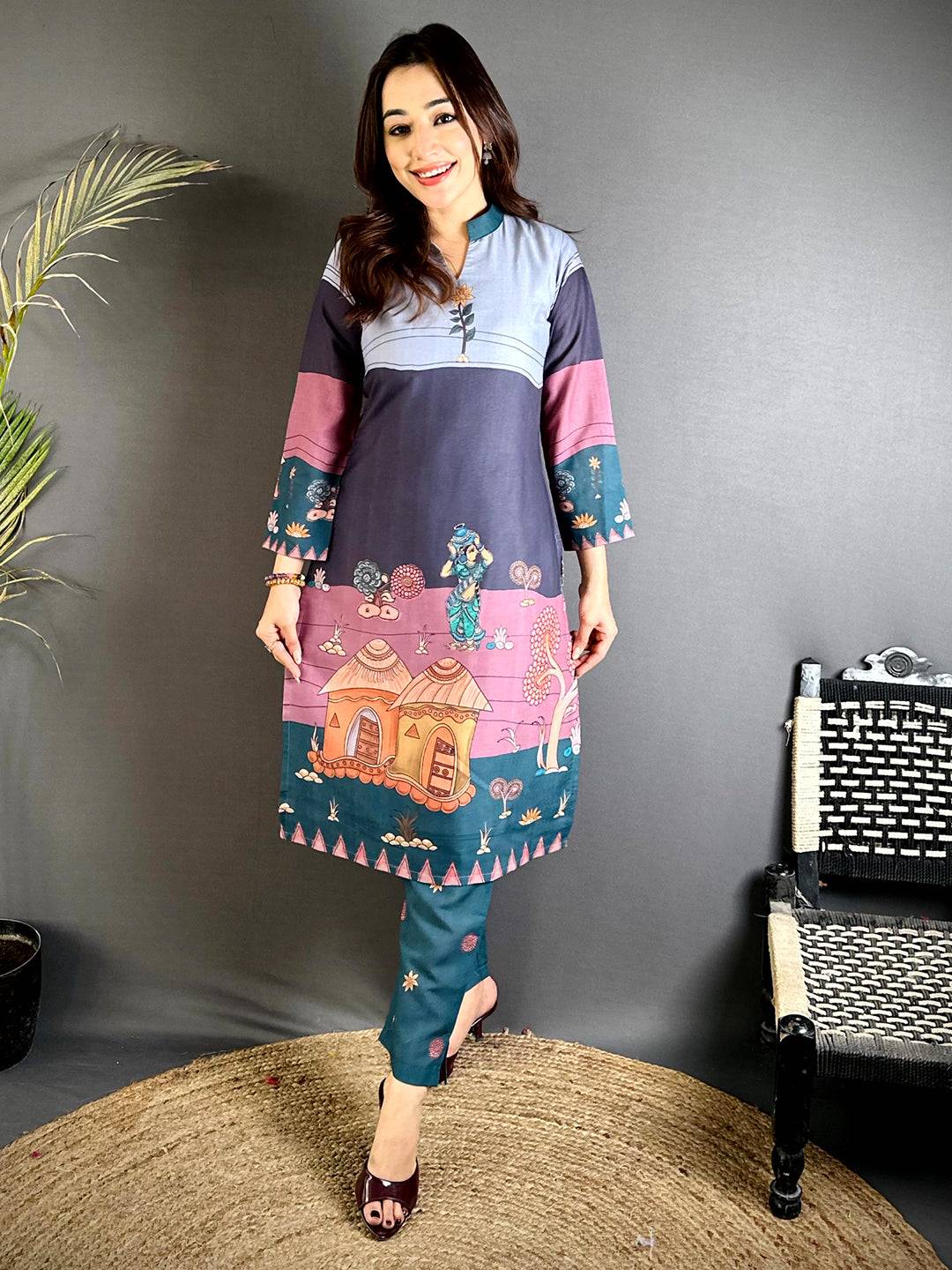 Collar Neck Kalamkari Art Kurti


