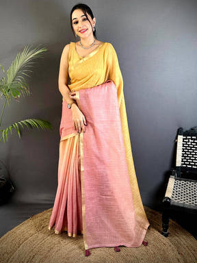 Graceful  Linen 90 Zari Check Saree
