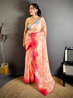 Opulent Ombre Zigzag Chinnon Chiffon Saree
