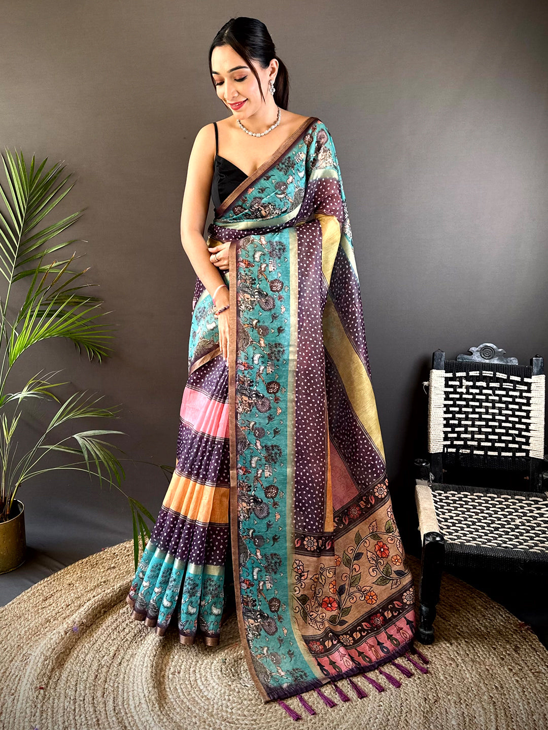 Graceful Soft Chanderi Cotton Bandhej Print Saree