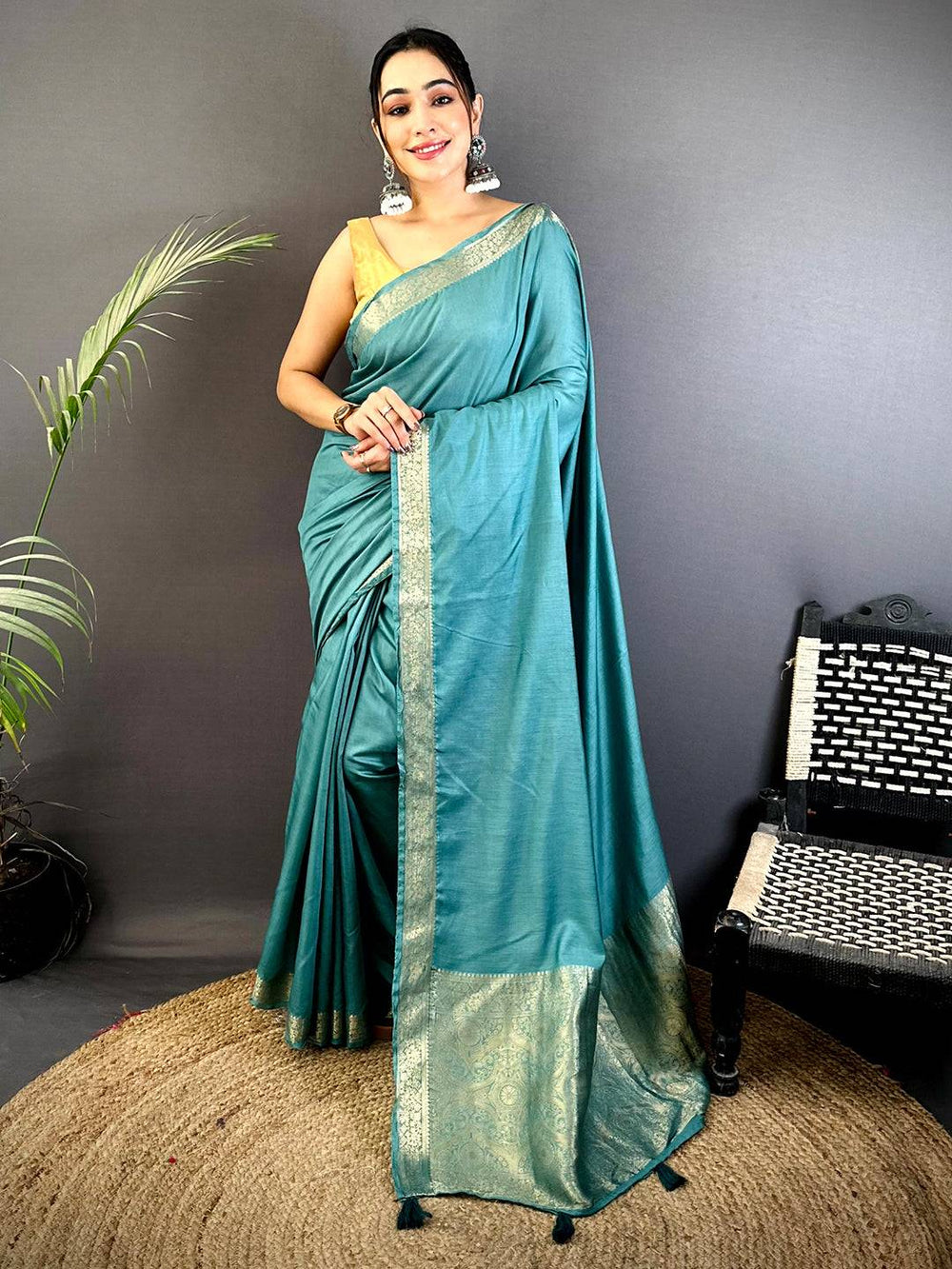 Rama Hand-Dyed Pure Viscose Saree