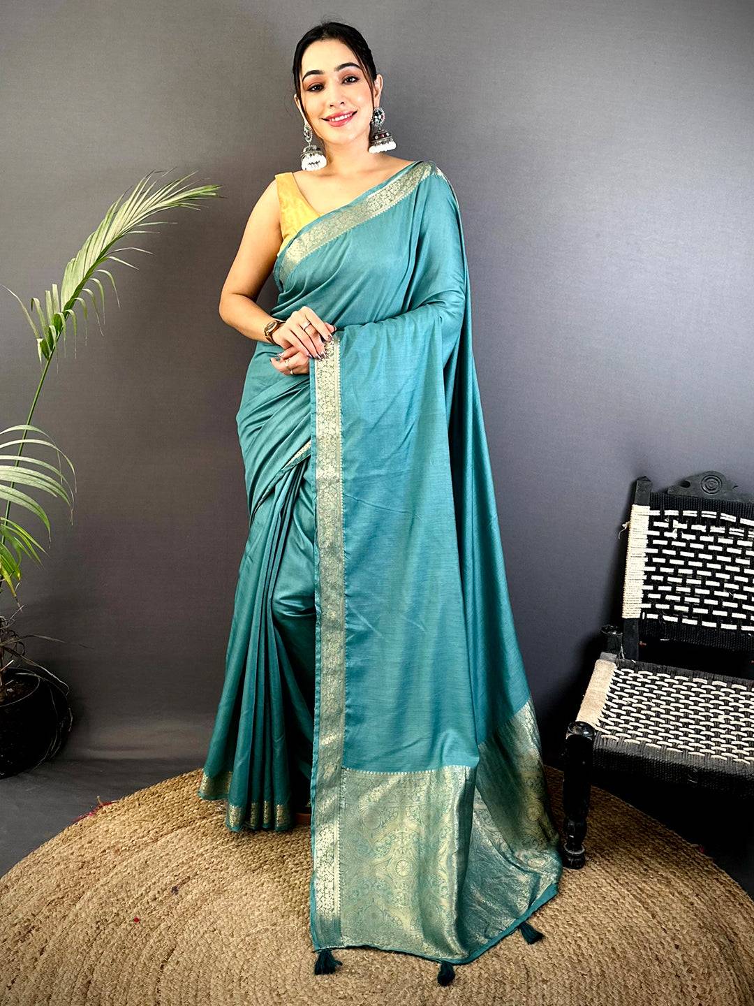 Rama Hand-Dyed Pure Viscose Saree