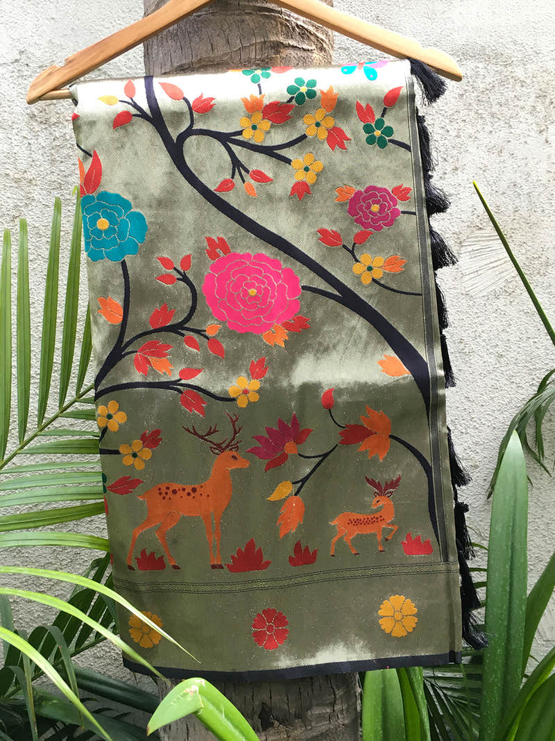 Revan Black Meenakari Work Paithani Saree